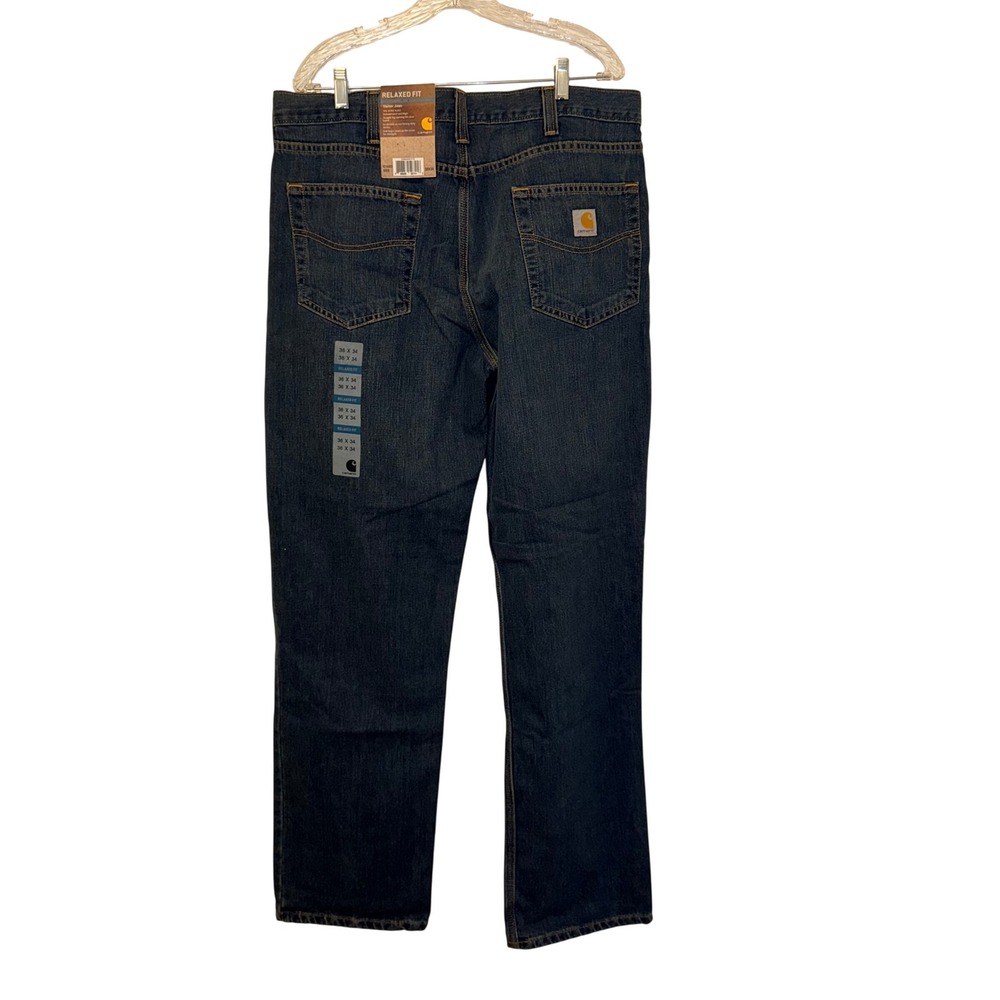 Carhartt Holter Jeans Mens 36x34 Dark Wash Denim Relaxed Fit Straight Leg 101483